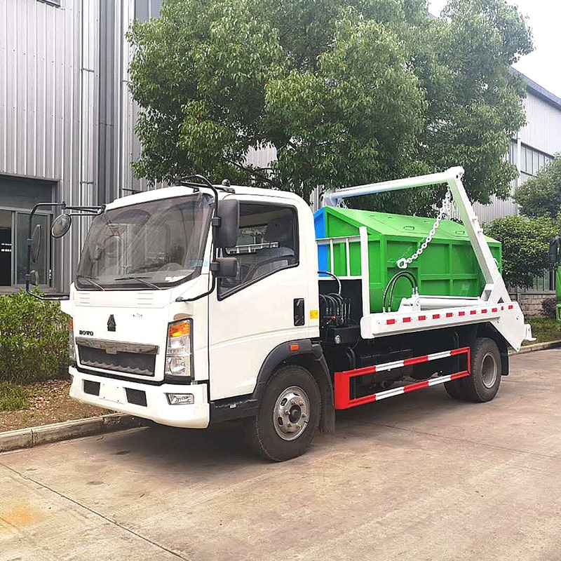 Howo 4 cubic meter swing arm garbage truck for sale
